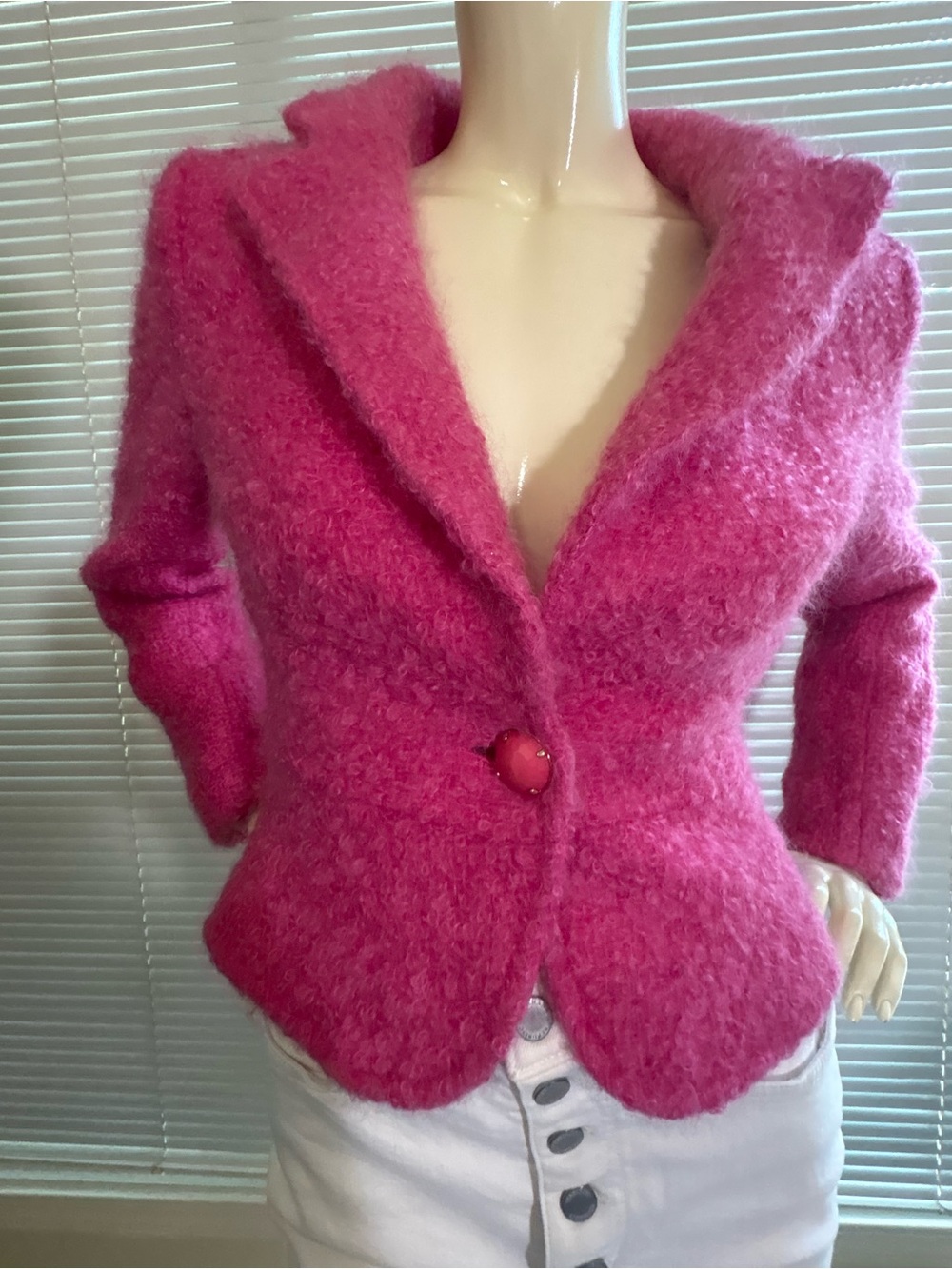 Original Milly of New York Fuchsia Mohair Blazer